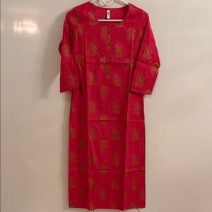 Elegant Red and Gold Women's Dress